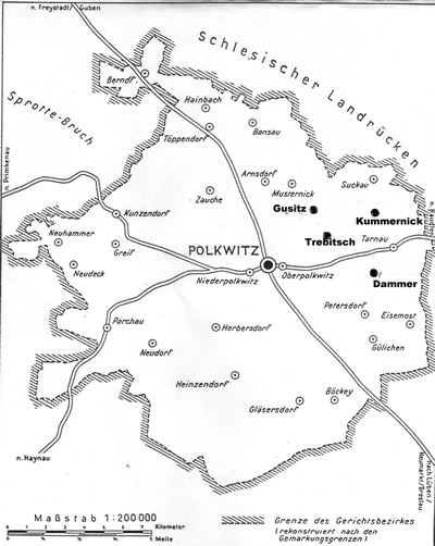 Karte Polkwitz um 1800